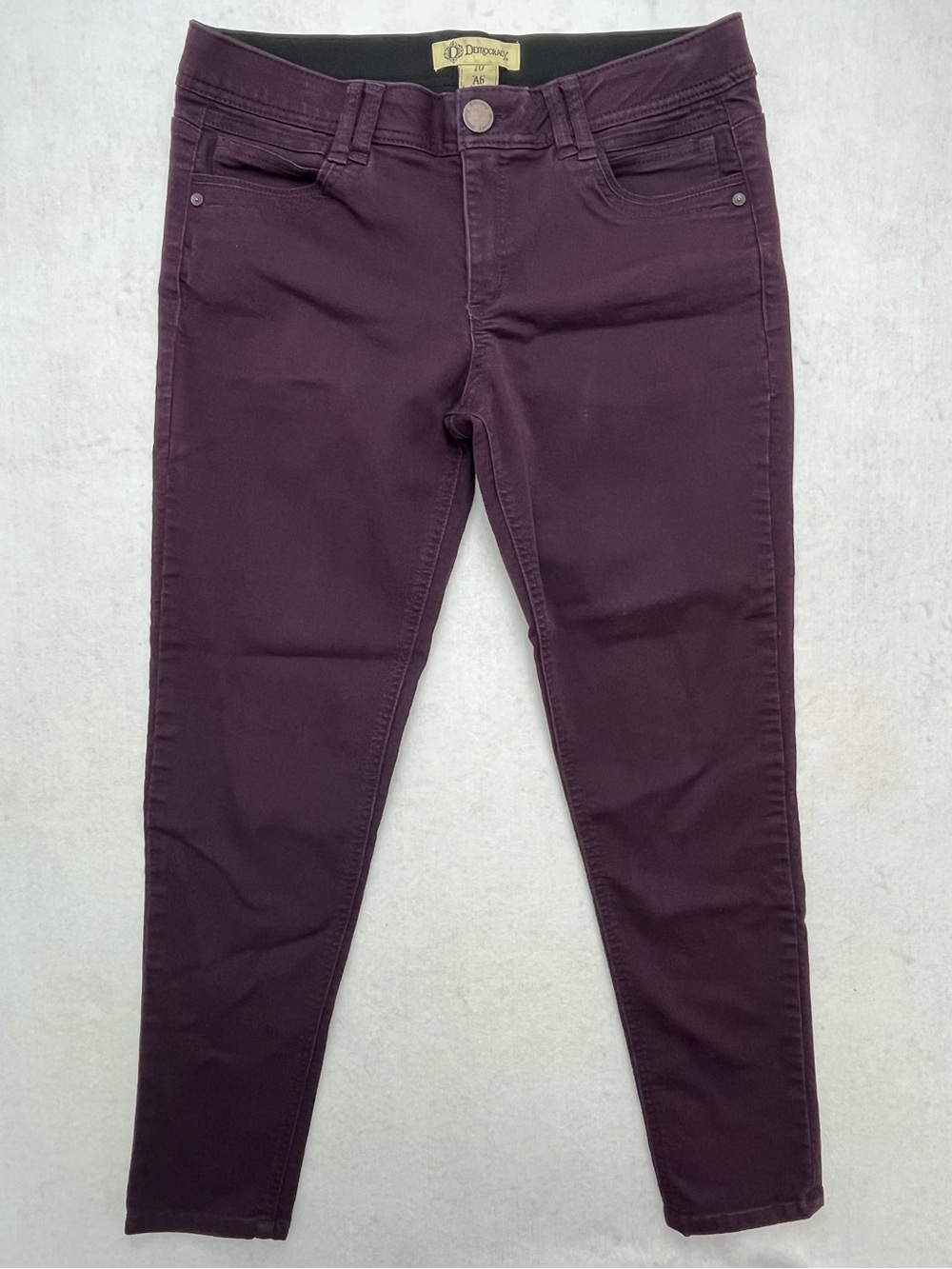 Democracy Ab Solution Women’s Plum Purple Skinny Stretch Mid Rise Pants Size 10